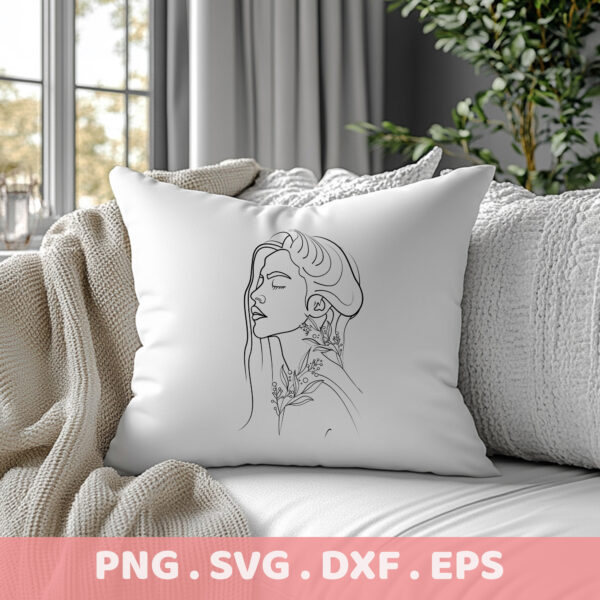 Woman line art SVG for Cricut & Silhouette. Modern stencil design for electronic cutter projects.