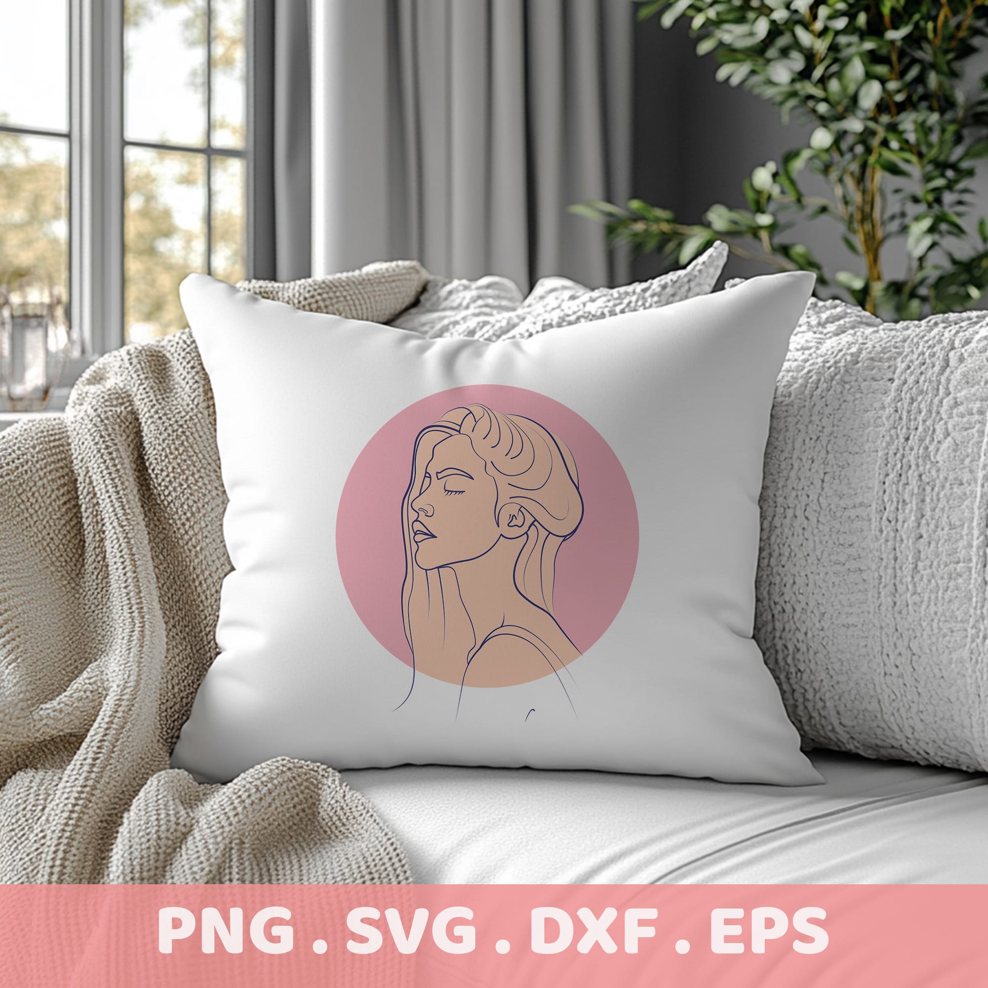 Woman line art SVG for Cricut, Silhouette, and laser cutters. Serigraphy stencil design for screen printing.