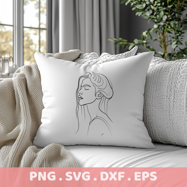 Minimalist line art stencil for laser cutting; elegant woman design for Cricut & Silhouette.