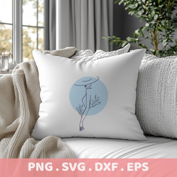 Woman Line Art SVG for Cricut & Silhouette. Elegant serigraphy stencil design, laser cut ready file.