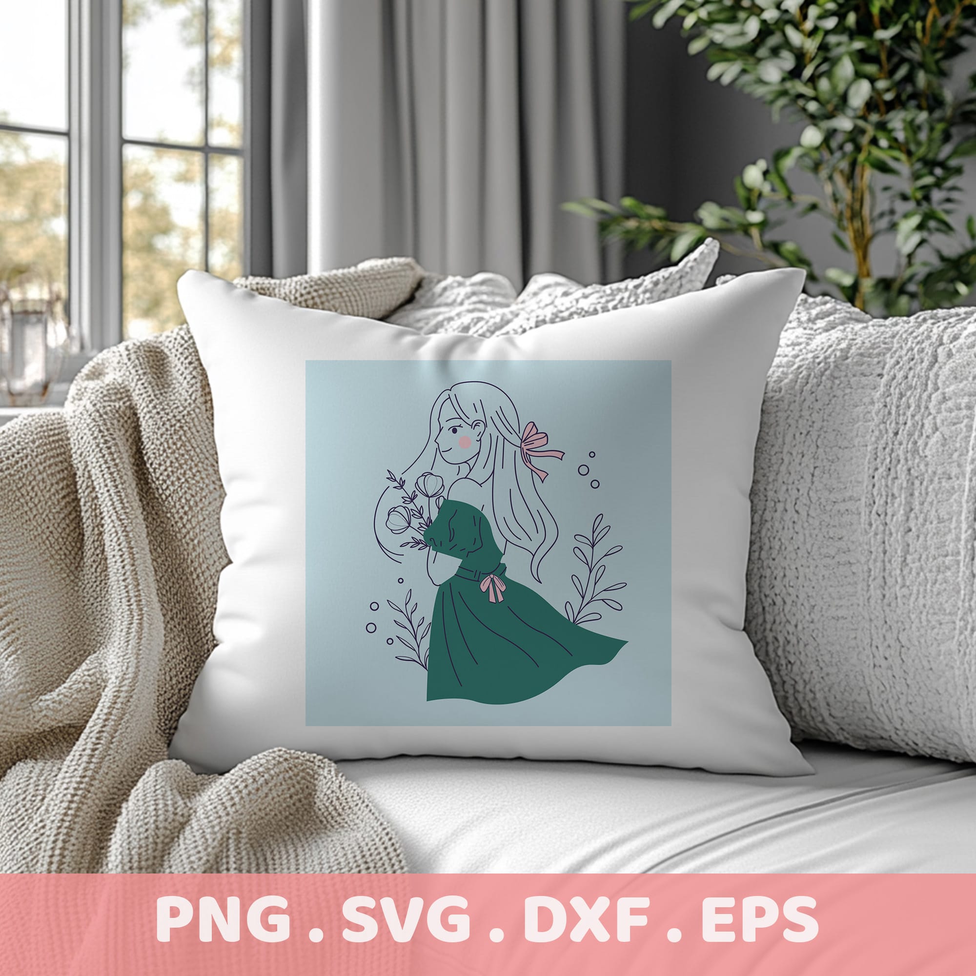 Dress line art SVG for Cricut & Silhouette. Elegant woman design for cutting machines & serigraphy stencil projects.