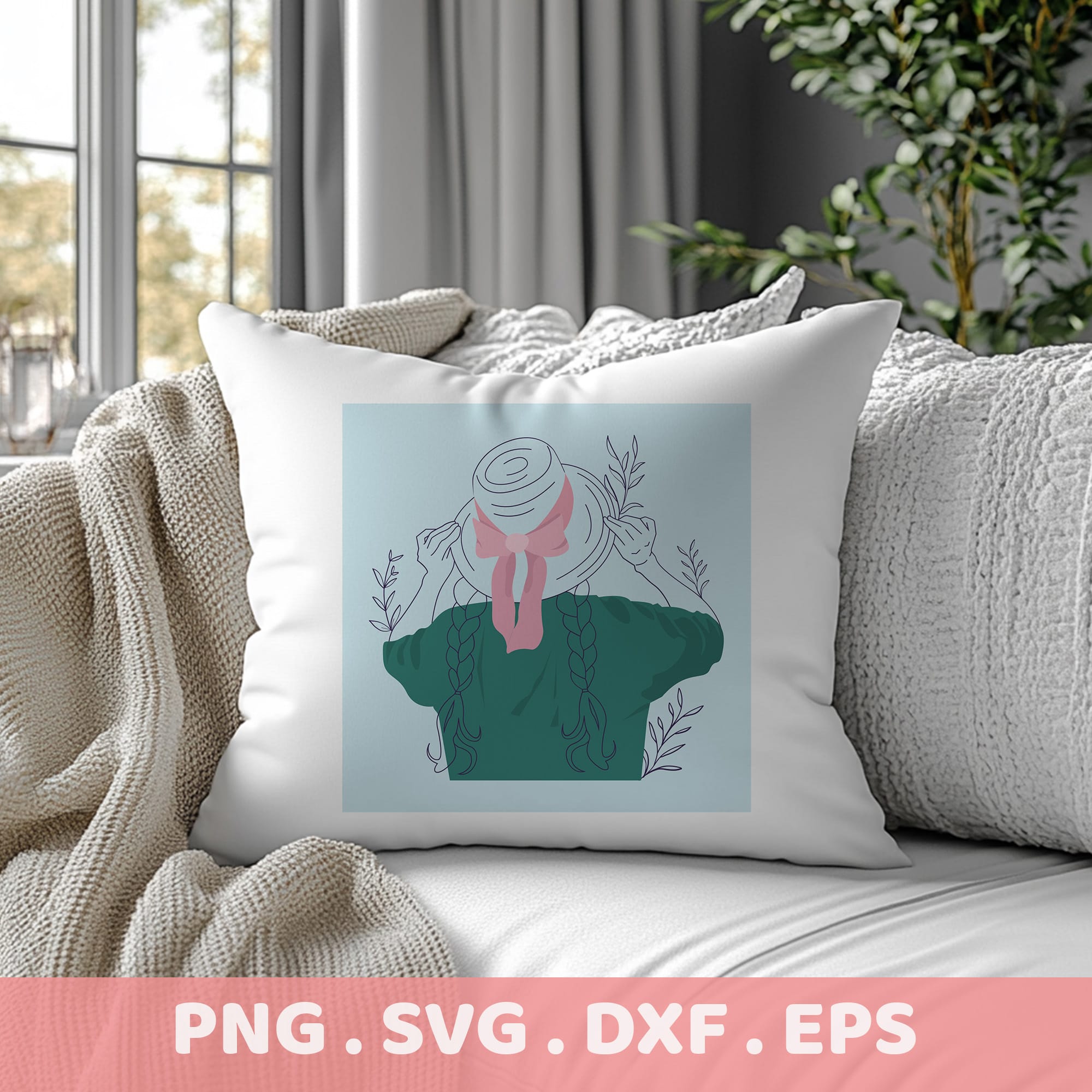 Girl with Hat SVG for Cricut, Silhouette & Laser Cutters. Serigraphy stencil design for screen printing.