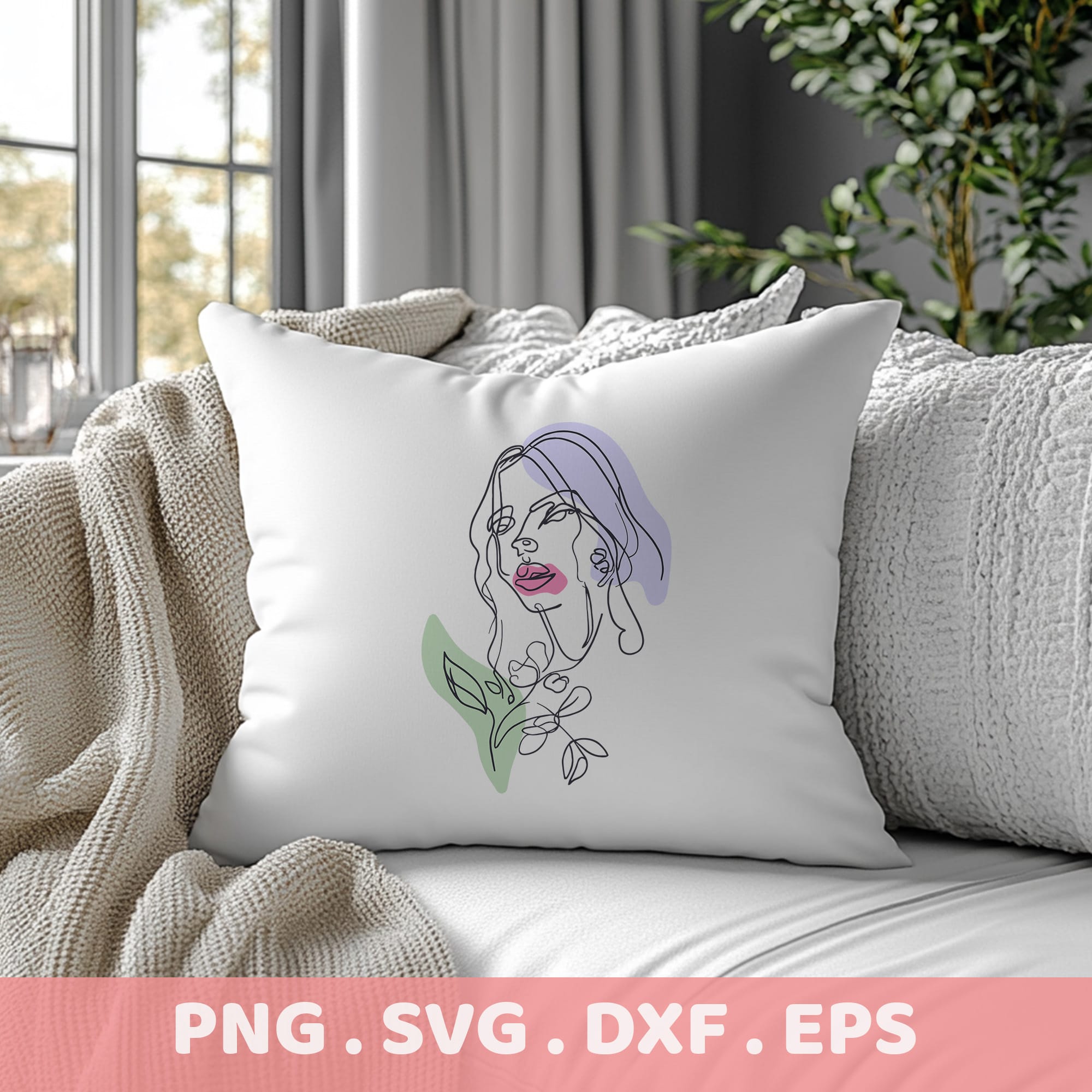 Line art portrait SVG for Cricut, Silhouette & CNC. Serigraphy stencil design for screen print.