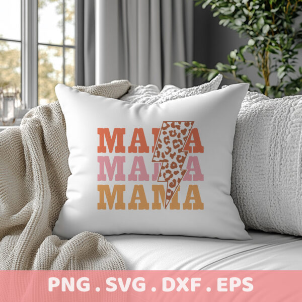 Mama Leopard Lightning Bolt SVG Bundle. Cricut, Silhouette, CNC, Laser cutting files. Screen print stencils.
