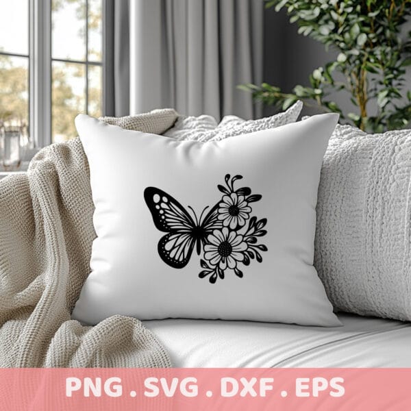Butterfly Floral SVG, DXF, EPS Cut Files for Cricut, Silhouette, CNC.