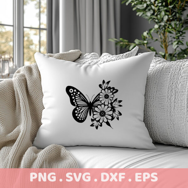 Butterfly Flower Stencil SVG for Cricut, Silhouette, CNC
