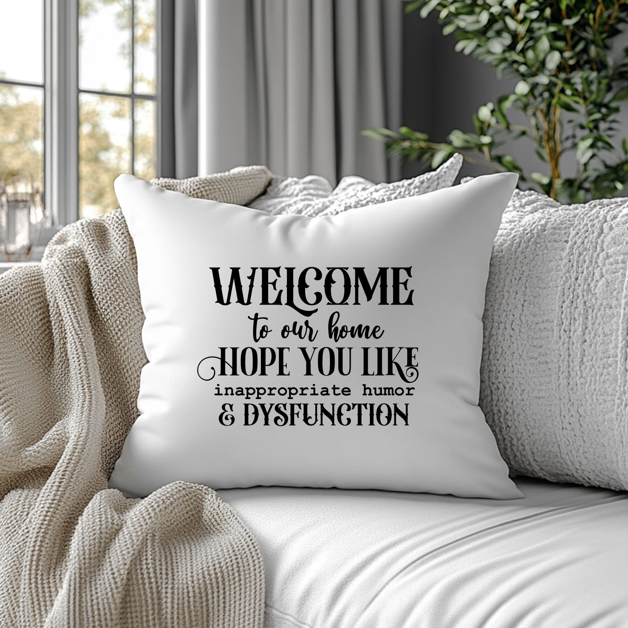 Welcome Home Pillow: Cricut, Silhouette, & CNC SVG Cutting File. Perfect housewarming gift.