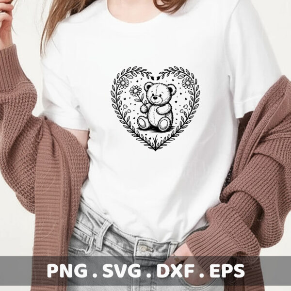 Teddy Bear Heart SVG, DXF, EPS Cut File for Cricut, Silhouette, CNC.