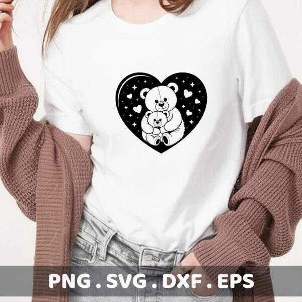 Mama Bear & Baby Bear Heart SVG Cut File. Perfect for Cricut, Silhouette, and CNC machines.