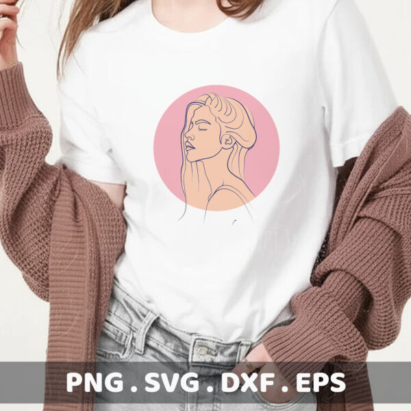 Woman line art SVG for Cricut, Silhouette, and laser cutters. Serigraphy stencil design for screen printing.