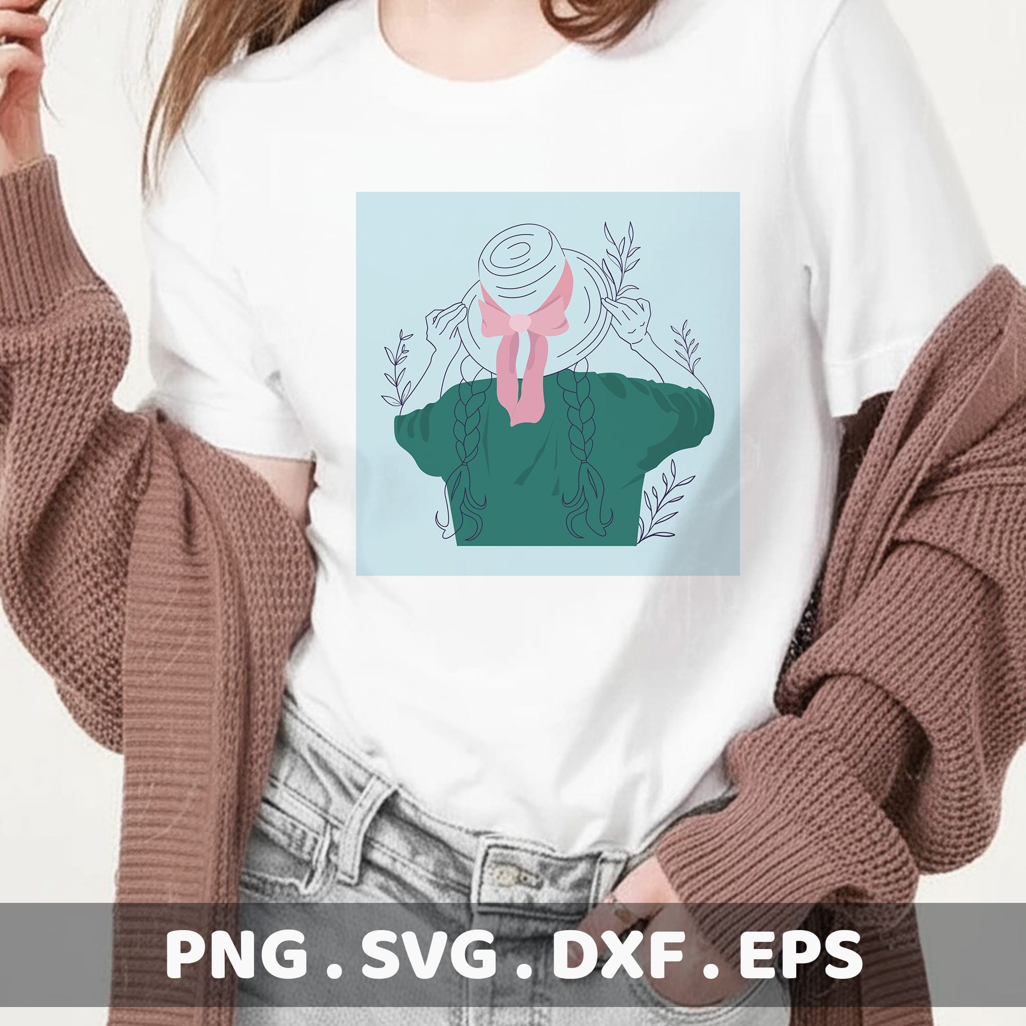 Girl with Hat SVG for Cricut & Silhouette. Serigraphy stencil design for screen printing. DIY craft file.