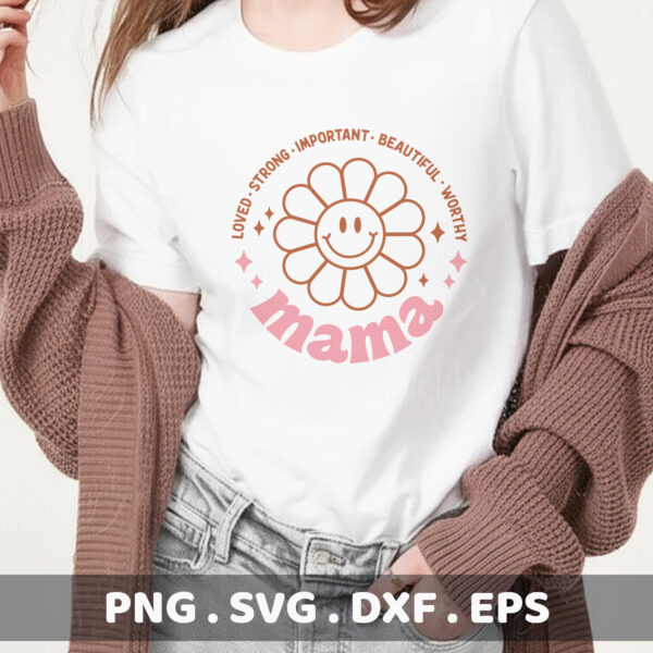 Mama SVG Cut File. Happy Mama design for Cricut, Silhouette, CNC. Perfect Mother's Day gift. SVG, DXF, EPS files.