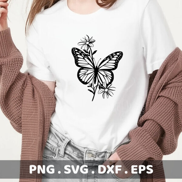 Butterfly Flower SVG Cut File. Cricut, Silhouette, CNC, Laser Cut Designs.