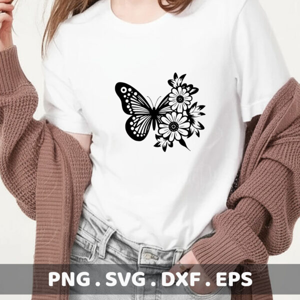 Butterfly Floral SVG Cut File. Cricut, Silhouette, CNC compatible. Instant Download.