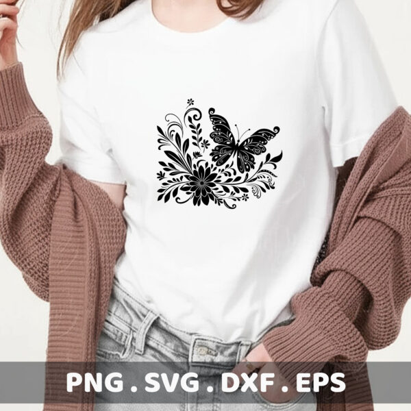 Butterfly Floral SVG, DXF, EPS Cut Files for Cricut, Silhouette, Laser Cutters.