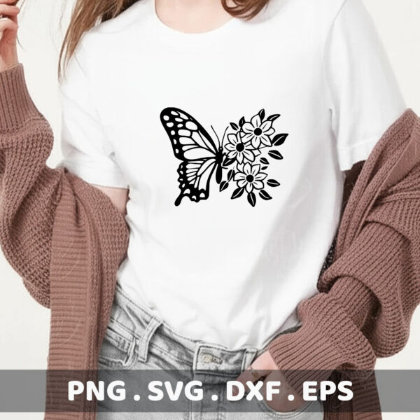 Butterfly Floral SVG, DXF, EPS Cut Files for Cricut, Silhouette, CNC, Laser.