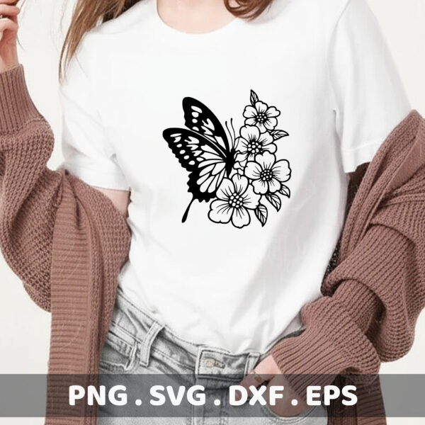 Butterfly Floral SVG, DXF, EPS Cut Files for Cricut, Silhouette, Laser Cutters.