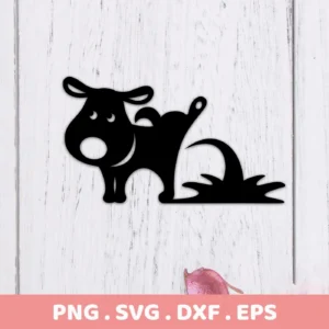 A black silhouette of a cartoon camel peeing, offered as a digital download bundle including SVG and PNG files.