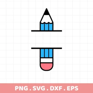 Split pencil graphic, a Pencil Split SVG digital design for personalized teacher gifts.