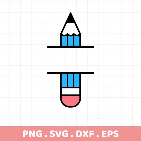 Split pencil graphic, a Pencil Split SVG digital design for personalized teacher gifts.