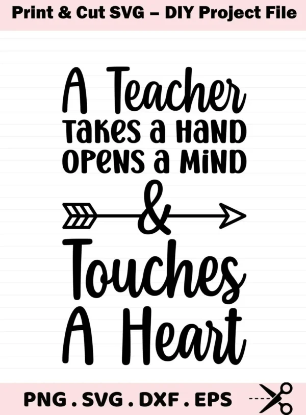 A Teacher" quote SVG design, a digital file for classroom decor and crafting.