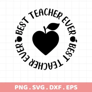 Heart-apple "Best Teacher SVG" design, a digital file for Cricut, Silhouette projects.