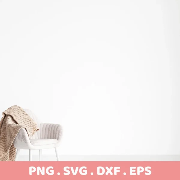 Interior scene with a light gray chair draped with a beige blanket, suggesting a mockup for displaying an Abstract Animal SVG Design digital download bundle (SVG, PNG, DXF, EPS).