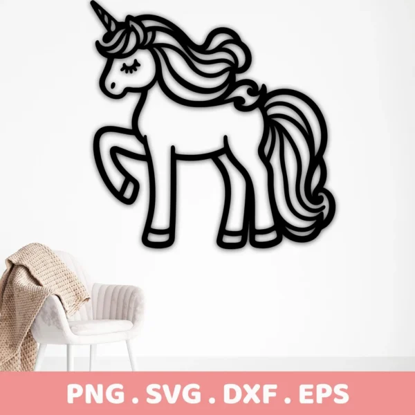 A black unicorn silhouette SVG Cricut design, part of a digital download bundle (SVG, PNG).