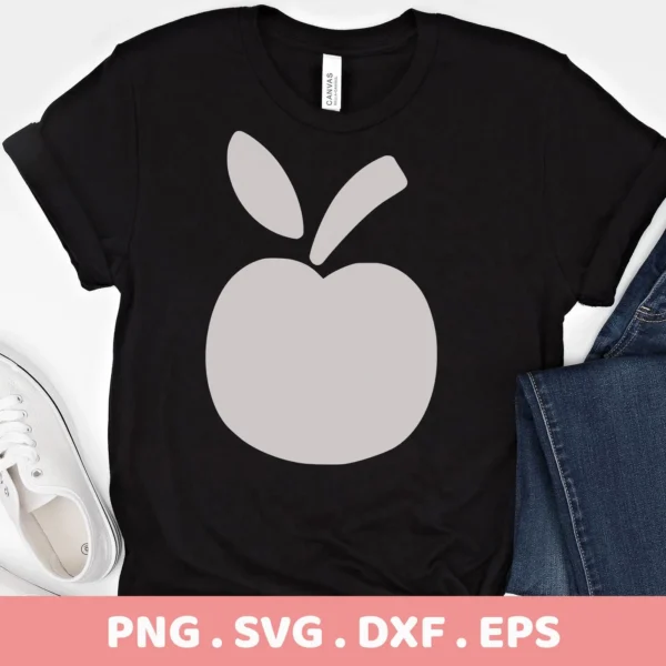 Black t-shirt mockup with apple design. Back to School SVG digital download for Cricut and Silhouette projects.
