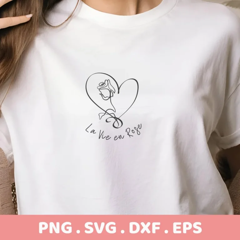 T-shirt mockup with "La Vie SVG" design, a digital file for Cricut and Silhouette projects.