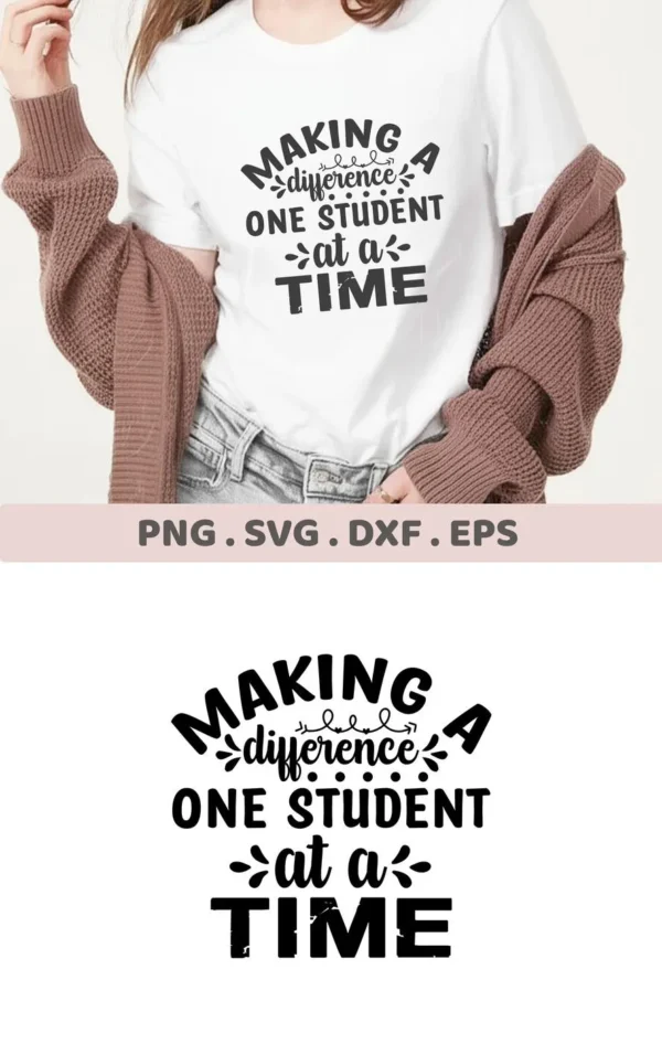 T-shirt mockup with "Making Difference" SVG design, a digital file for Cricut and Silhouette projects.