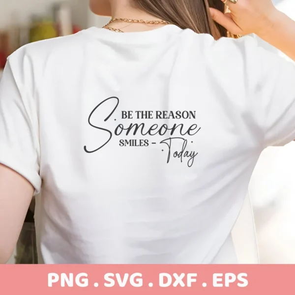 T-shirt mockup with "Someone Smiles" SVG design, digital file for Cricut, Silhouette projects.