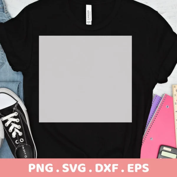 Black t-shirt mockup with blank square for "I Love Paris SVG" design, digital download for Cricut.