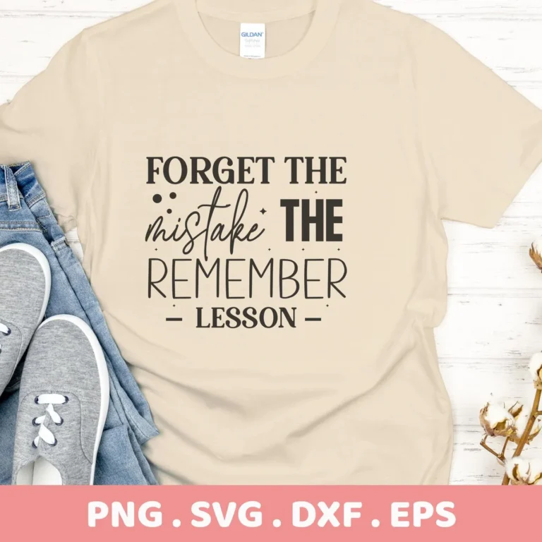T-shirt mockup with "Mistake Lesson" SVG design, a digital download for Cricut and Silhouette projects.