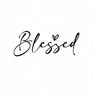 Black script text "Blessed" with a heart, Blessed SVG file for Cricut and Silhouette cutting machines.