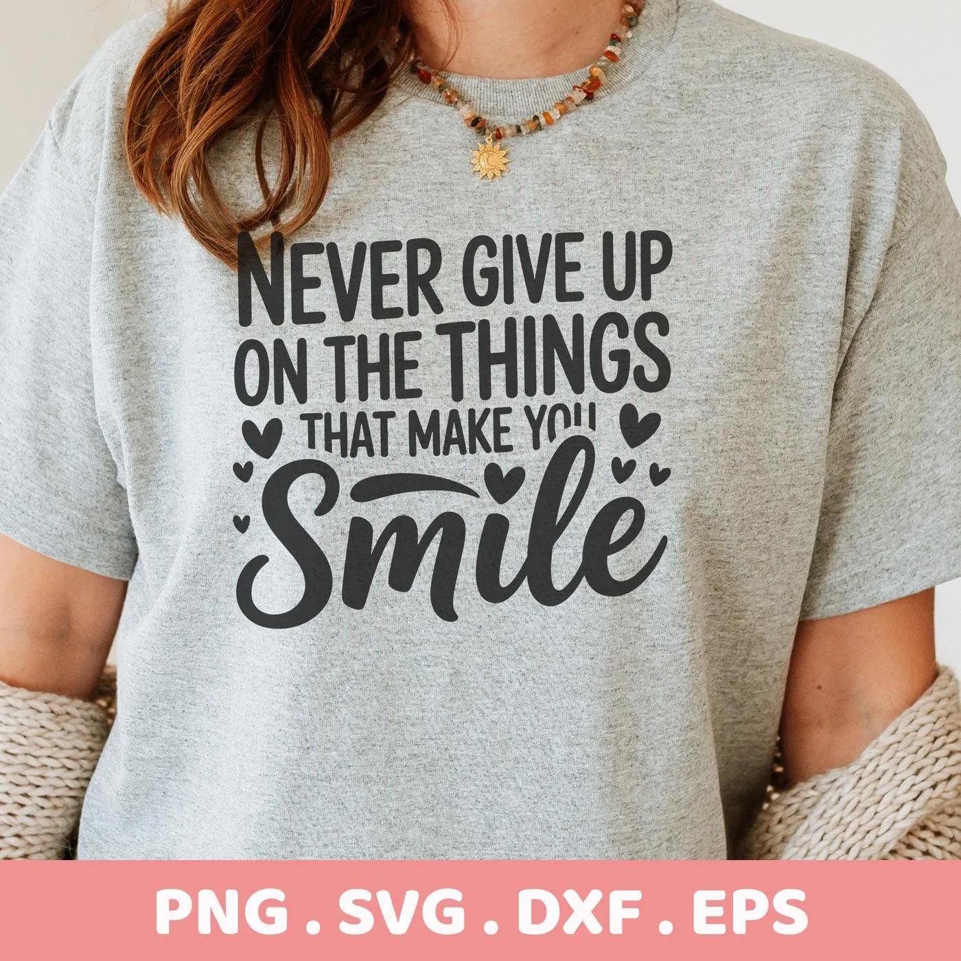 T-shirt mockup with "Make You Smile" SVG design. Digital download for Cricut, Silhouette projects.