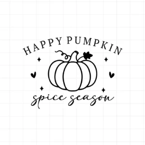 Happy Pumpkin Spice Season" SVG design with pumpkin graphic, a digital file for Cricut and Silhouette.