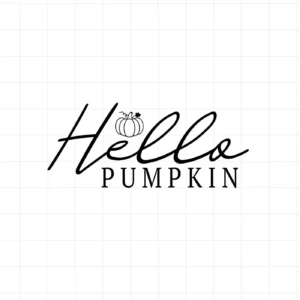 Black "Hello Pumpkin" text with pumpkin icon, a Hello Pumpkin SVG file for Cricut and Silhouette projects.